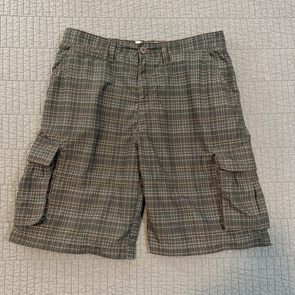 Triple Nickel Shorts Men's Large Brown Plaid 10" Cargo Skater Surfer Y2K Baggy